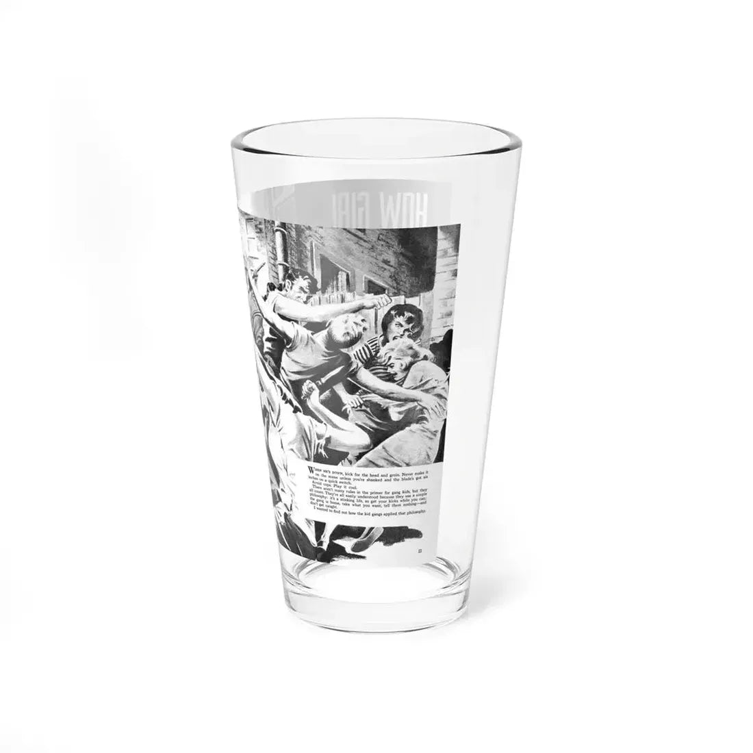 How Girl Gangs Fight and Love, Rage for Men, April 1957 - Pint Glass 16oz - Go Mug Yourself