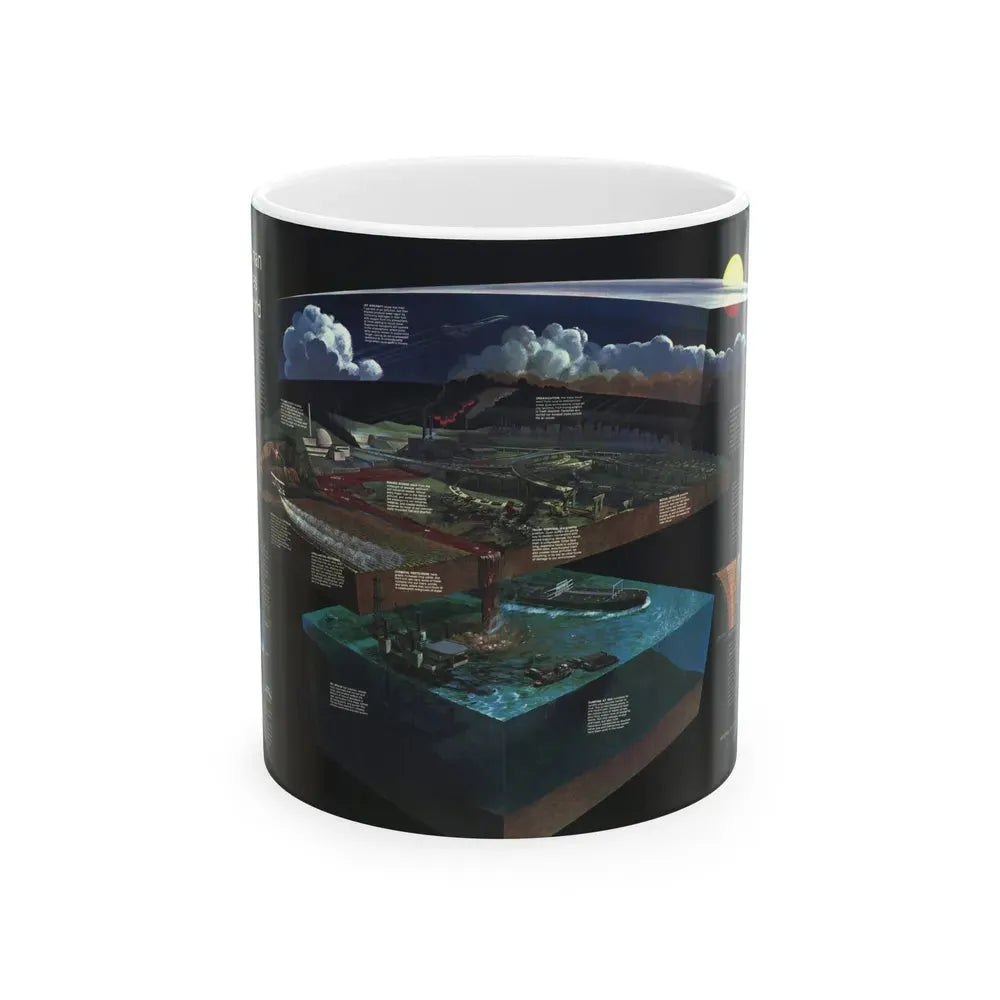 How Man Pollutes His World (1970) (Map) White Coffee Mug 11oz - Go Mug Yourself