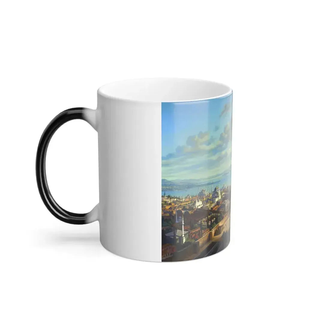 Hubert Sattler (1817-1904) Constantinople from the Fire Tower of Beyazit - Oil on Canvas - Color Changing Mug 11oz - Go Mug Yourself