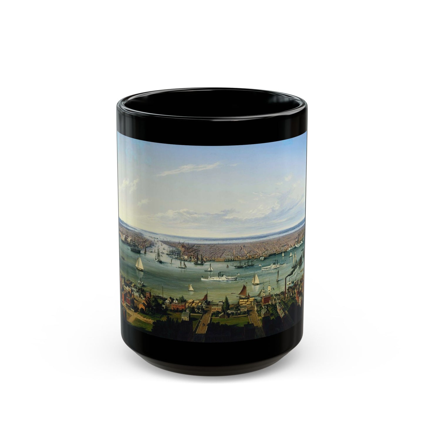 Hubert Sattler (1817-1904) New York - 1854 - Black Coffee Mug-15oz-Go Mug Yourself