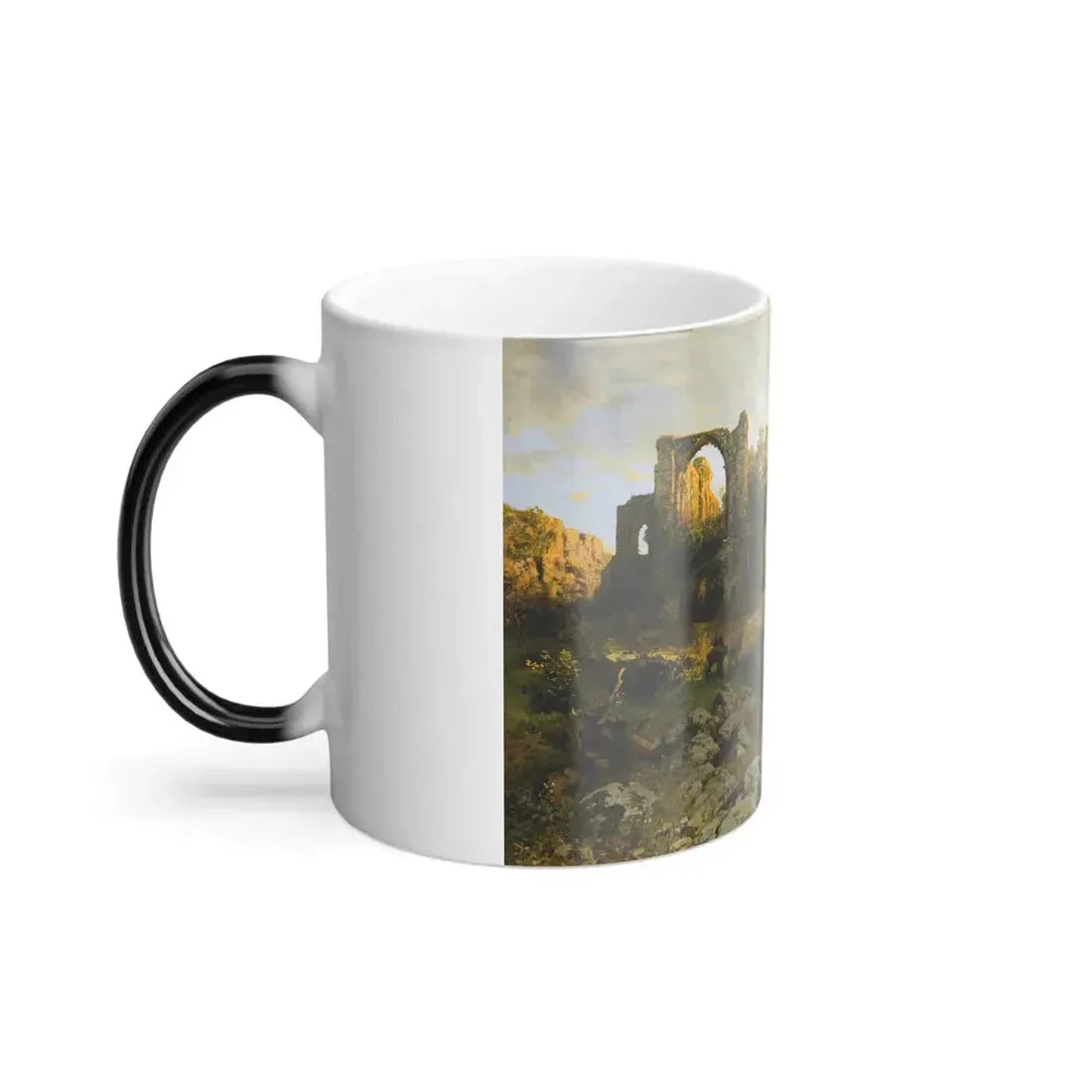 Hugo Darnaut (1850-1937) Open Landscape with Ruins - Oil on Canvas 1876 - Color Changing Mug 11oz - Go Mug Yourself