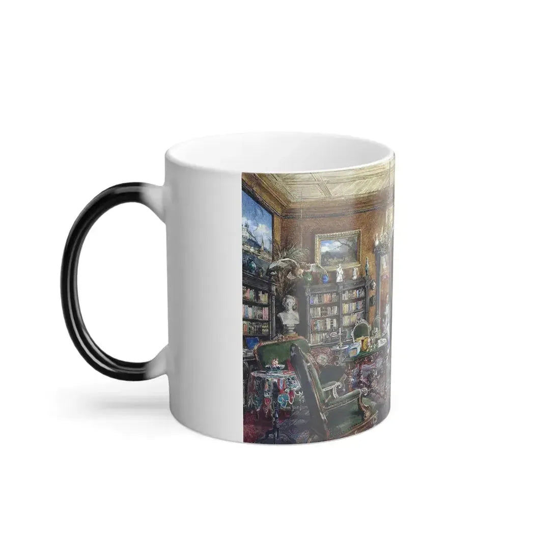 Hugo Darnaut (1851-1937) A gentleman and a maidservant in an interior of a library - Watercolor on Paper-0 - Color Changing Mug 11oz - Go Mug Yourself