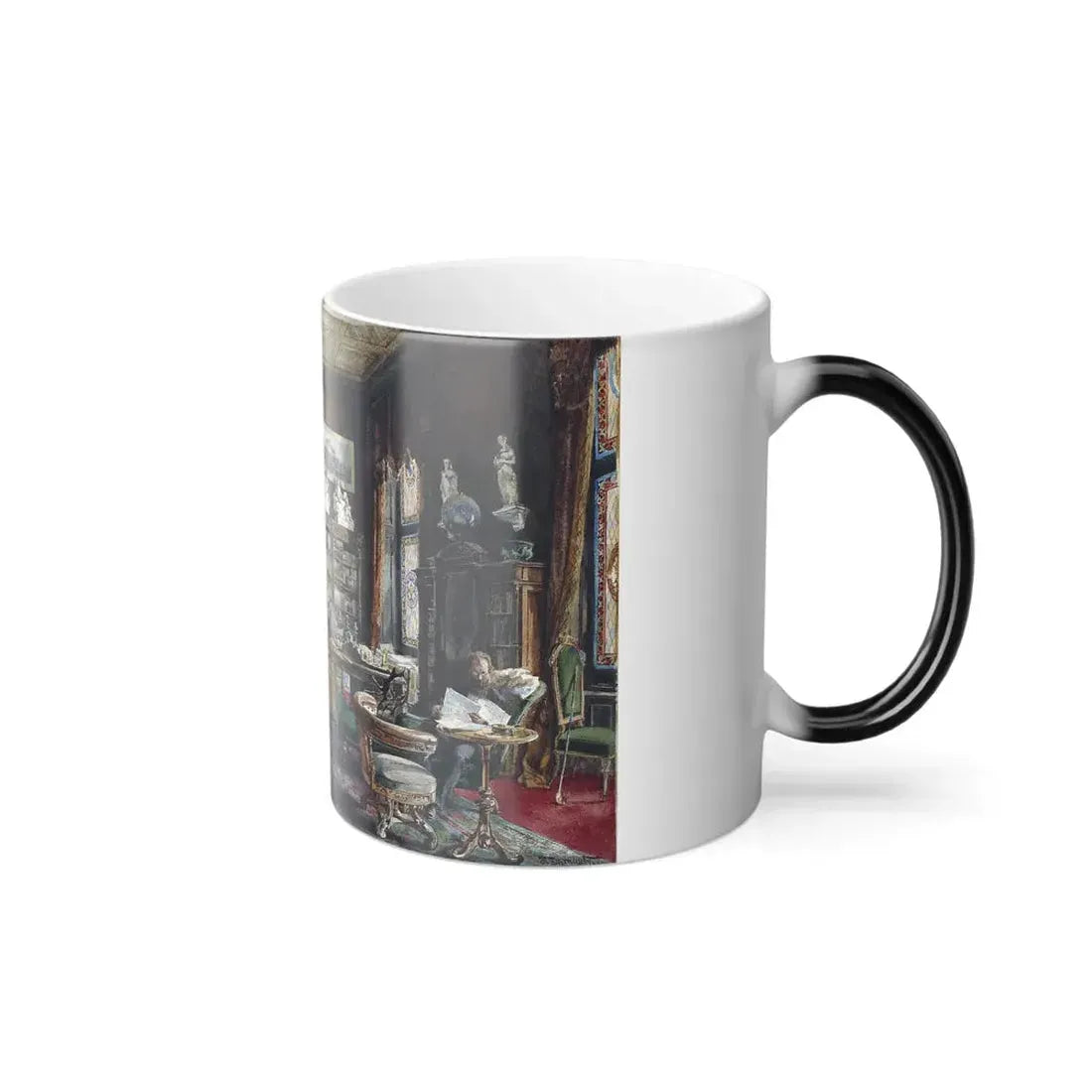 Hugo Darnaut (1851-1937) A gentleman and a maidservant in an interior of a library - Watercolor on Paper-0 - Color Changing Mug 11oz - Go Mug Yourself