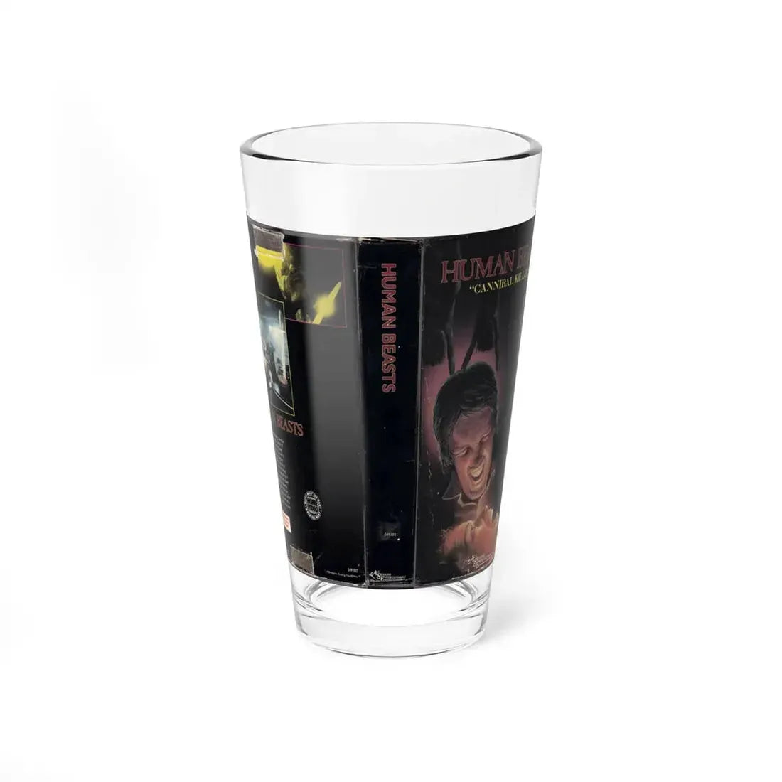HUMAN BEASTS CANNIBAL KILLERS (VHS COVER) Pint Glass 16oz 16oz - Go Mug Yourself