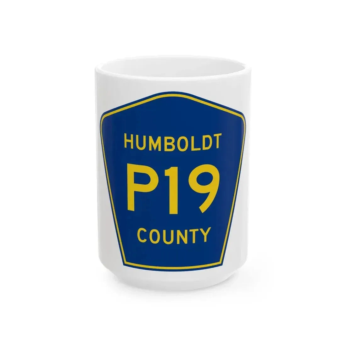 Humboldt County Route P19 IA (Iowa) (Road Sign) White Coffee Mug - Go Mug Yourself