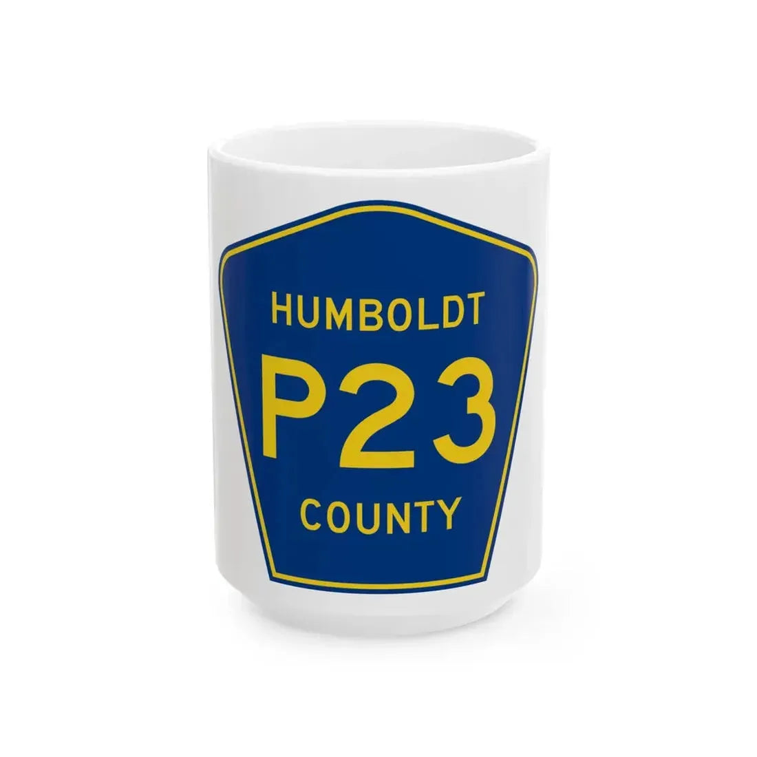 Humboldt County Route P23 IA (Iowa) (Road Sign) White Coffee Mug 15oz - Go Mug Yourself