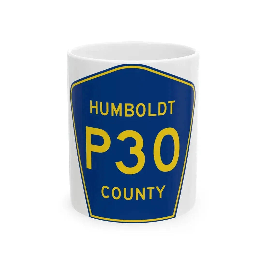 Humboldt County Route P30 IA (Iowa) (Road Sign) White Coffee Mug 11oz - Go Mug Yourself