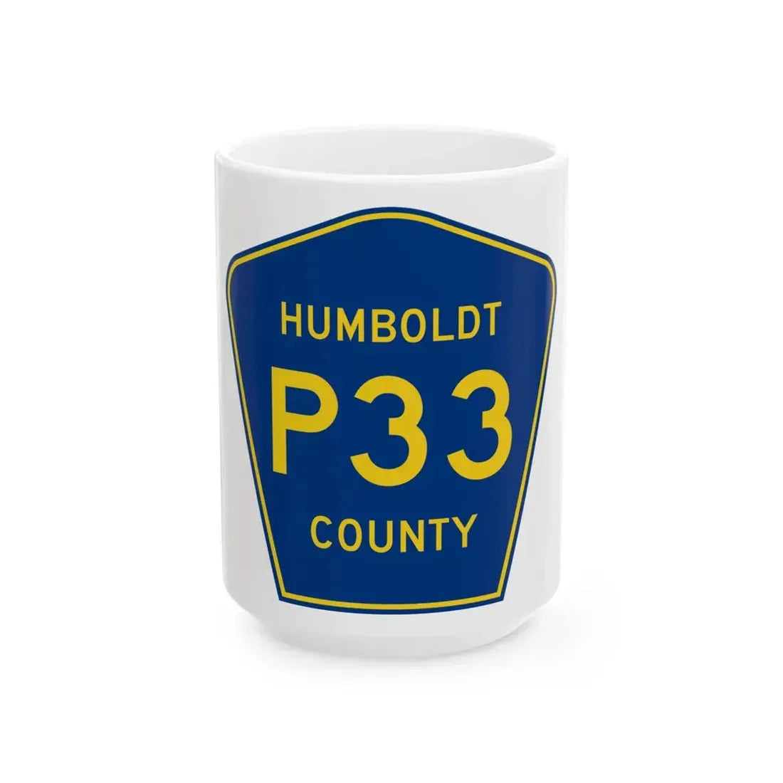 Humboldt County Route P33 IA (Iowa) (Road Sign) White Coffee Mug 15oz - Go Mug Yourself