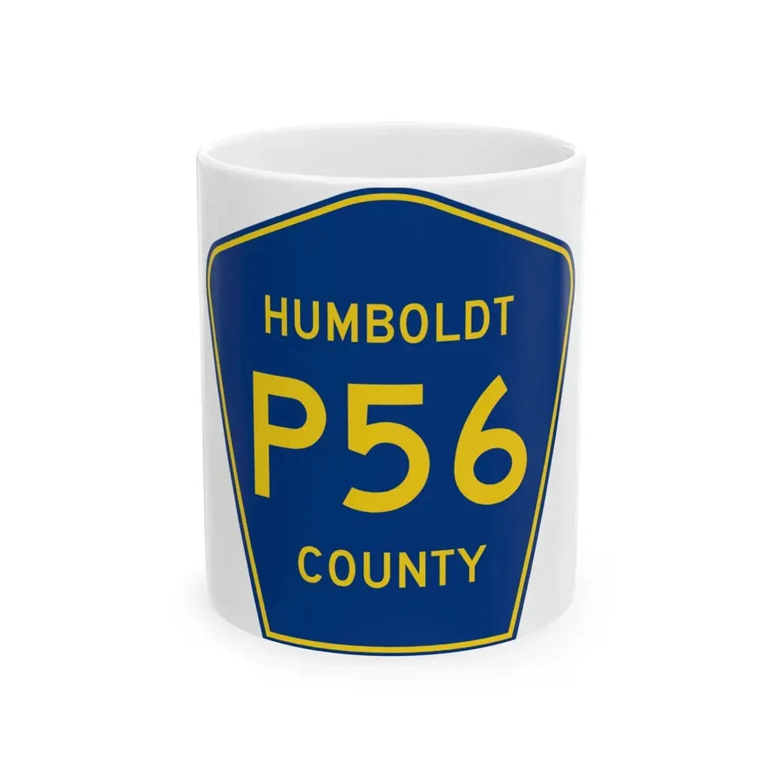 Humboldt County Route P56 IA (Iowa) (Road Sign) White Coffee Mug 11oz - Go Mug Yourself