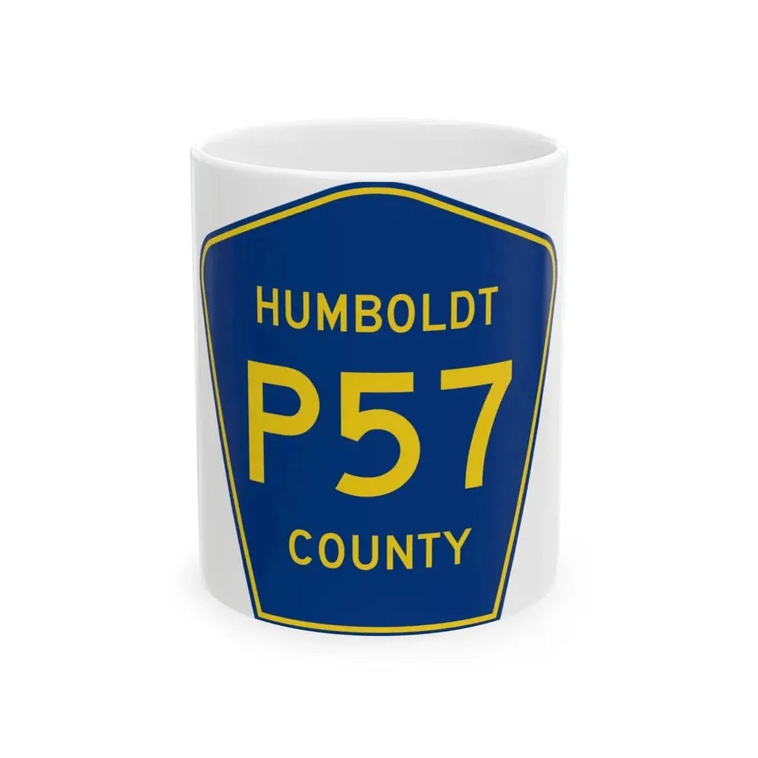 Humboldt County Route P57 IA (Iowa) (Road Sign) White Coffee Mug 11oz - Go Mug Yourself