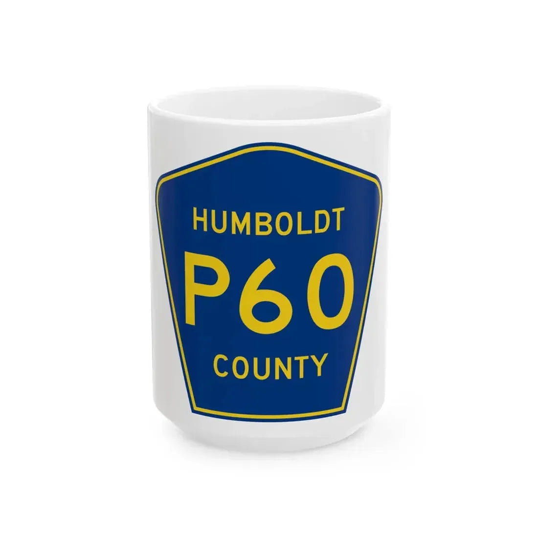 Humboldt County Route P60 IA (Iowa) (Road Sign) White Coffee Mug 15oz - Go Mug Yourself