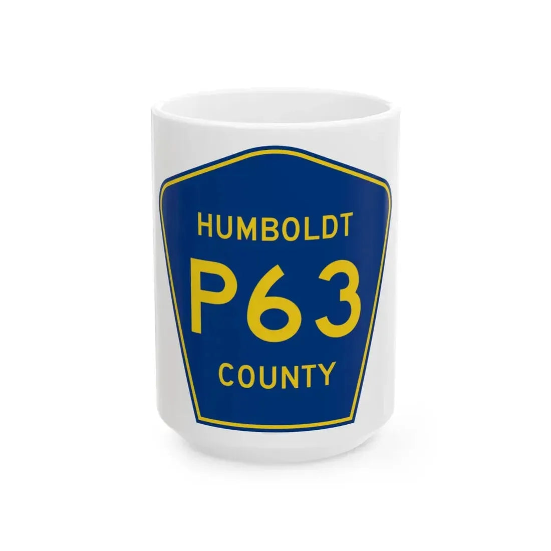 Humboldt County Route P63 IA (Iowa) (Road Sign) White Coffee Mug 15oz - Go Mug Yourself