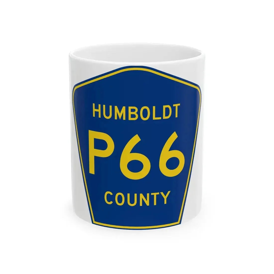 Humboldt County Route P66 IA (Iowa) (Road Sign) White Coffee Mug 11oz - Go Mug Yourself