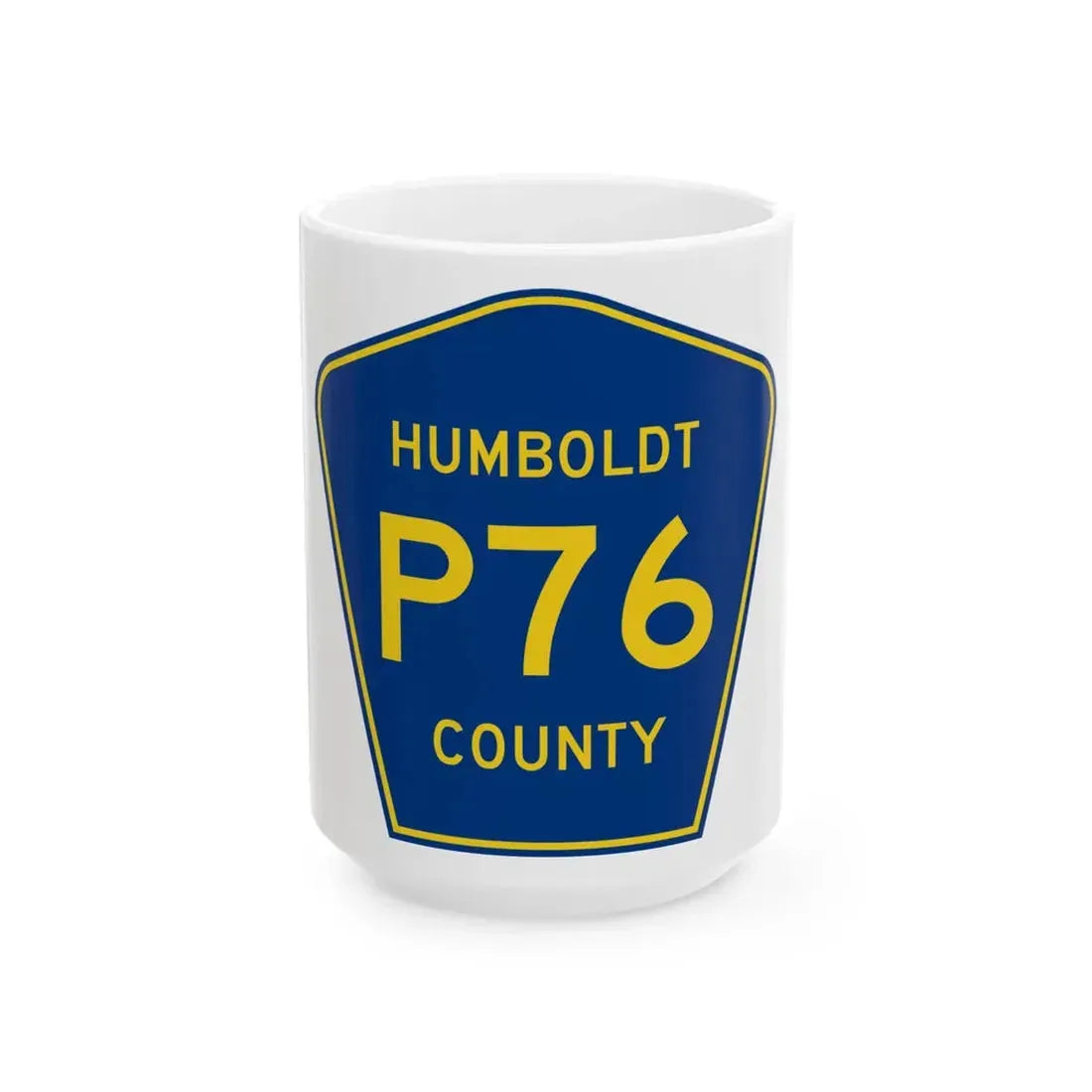 Humboldt County Route P76 IA (Iowa) (Road Sign) White Coffee Mug 15oz - Go Mug Yourself
