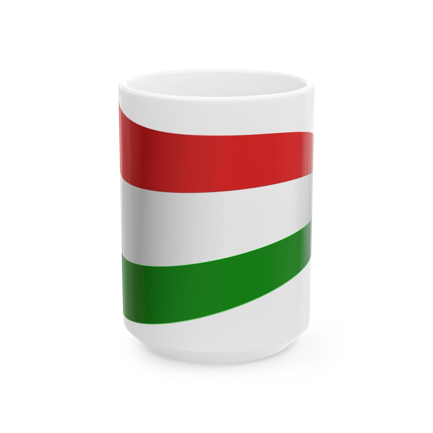 Hungary Flag - iconic waving (Hungary) White Coffee Mug-15oz-Go Mug Yourself