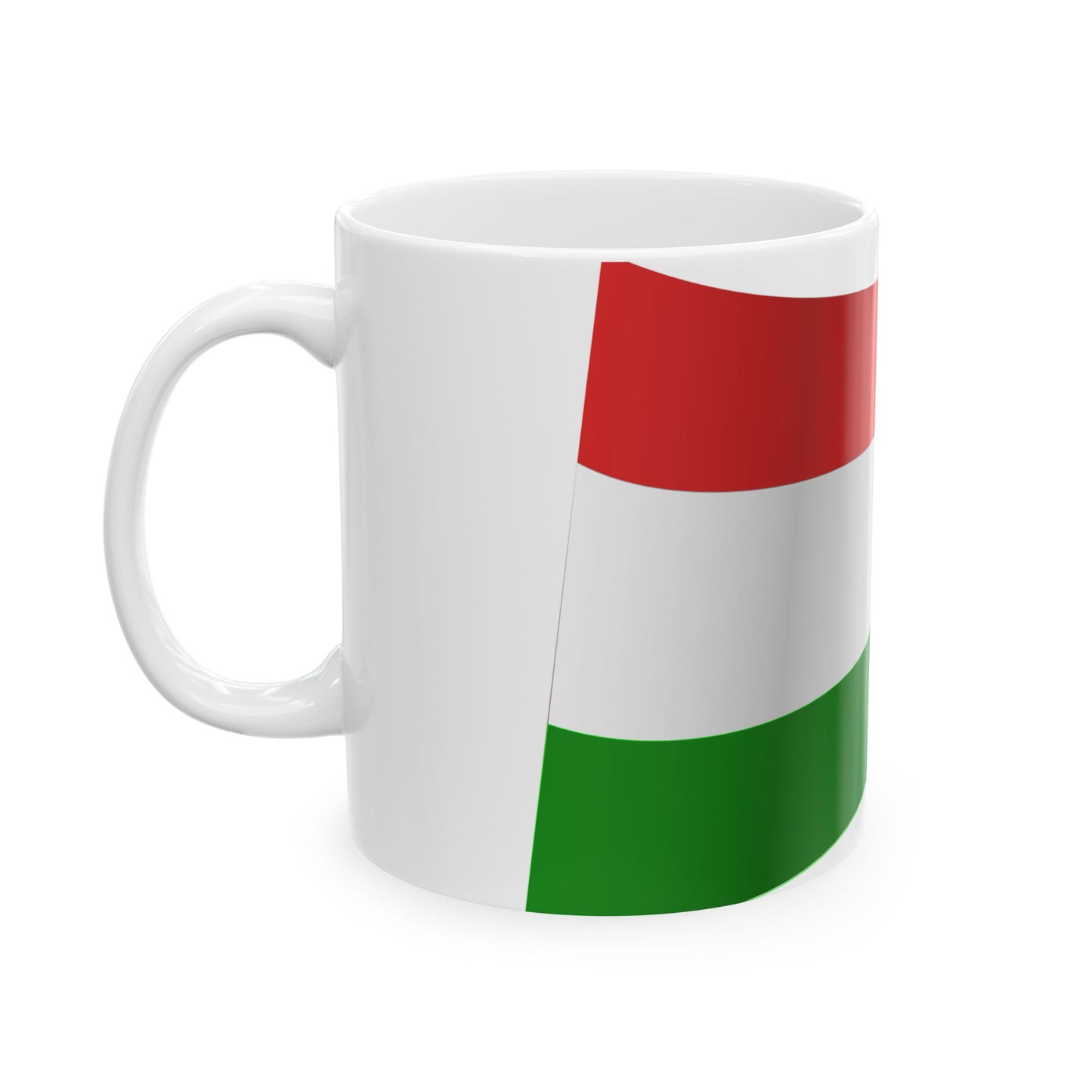 Hungary Flag - iconic waving (Hungary) White Coffee Mug-Go Mug Yourself