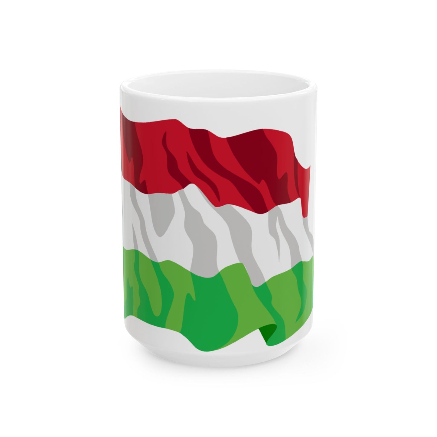 Hungary flag waving icon (Hungary) White Coffee Mug-15oz-Go Mug Yourself