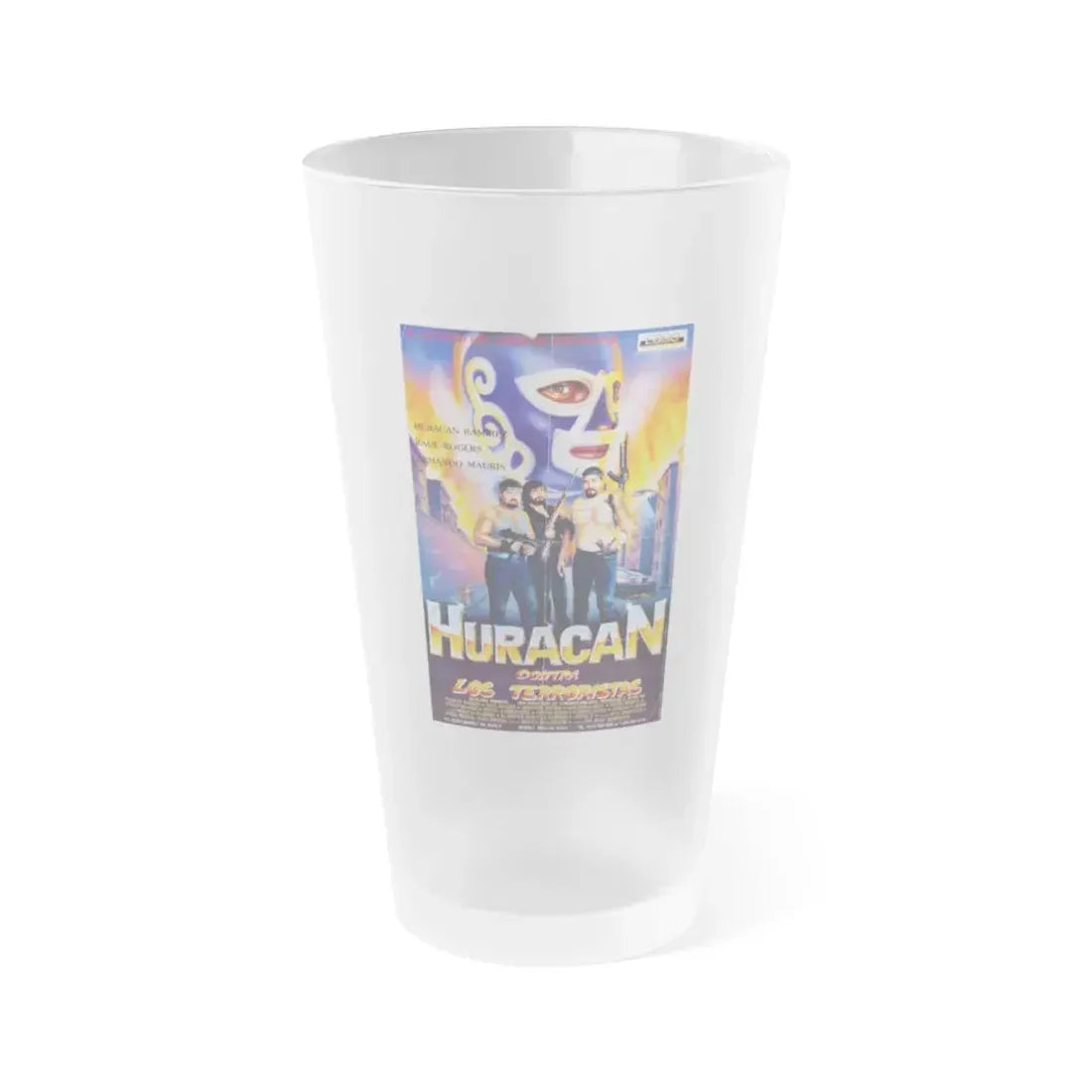 HURACAN VS THE TERRORISTS 1989 Movie Poster - Frosted Pint Glass 16oz 16oz Frosted - Go Mug Yourself