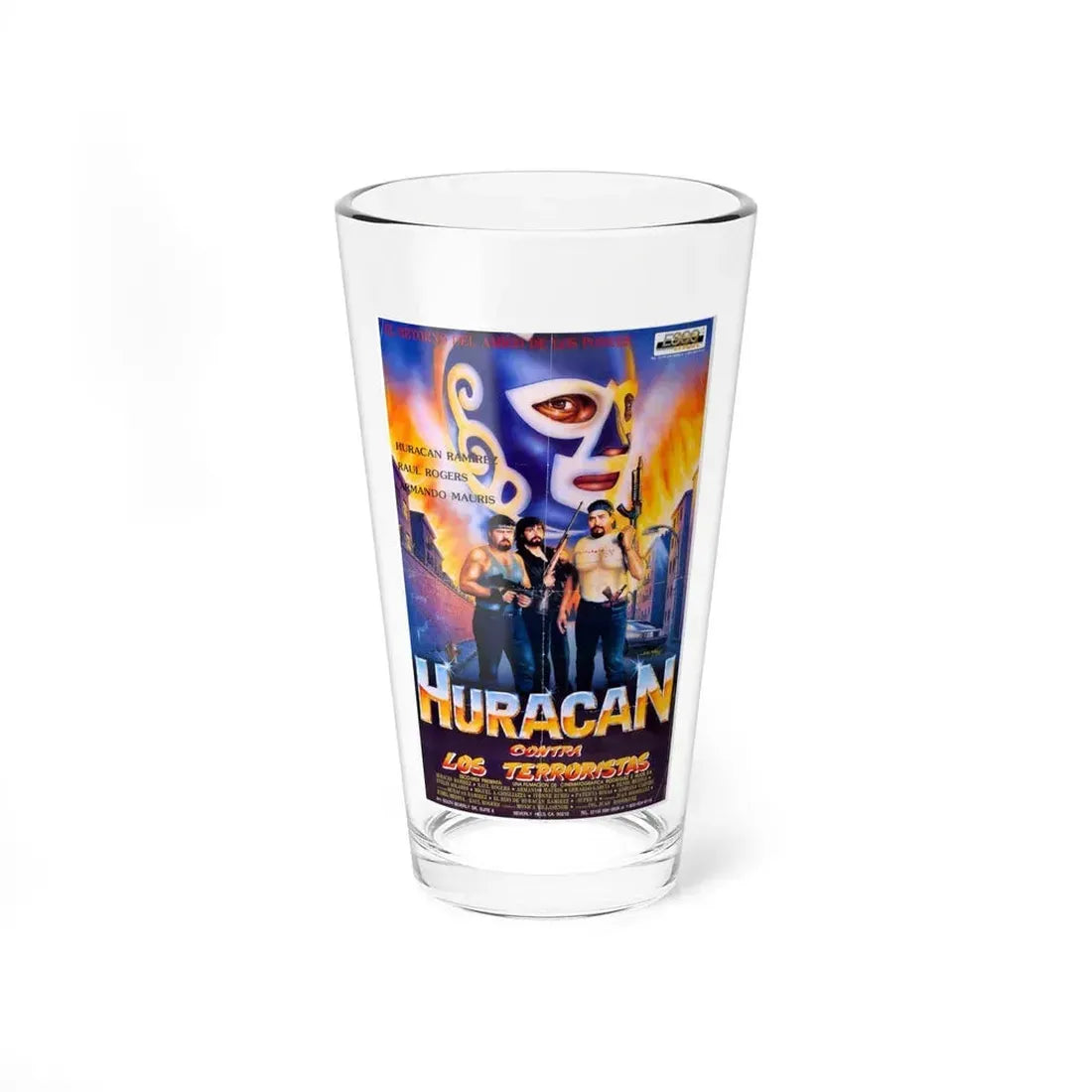 HURACAN VS THE TERRORISTS 1989 Movie Poster - Pint Glass 16oz 16oz - Go Mug Yourself