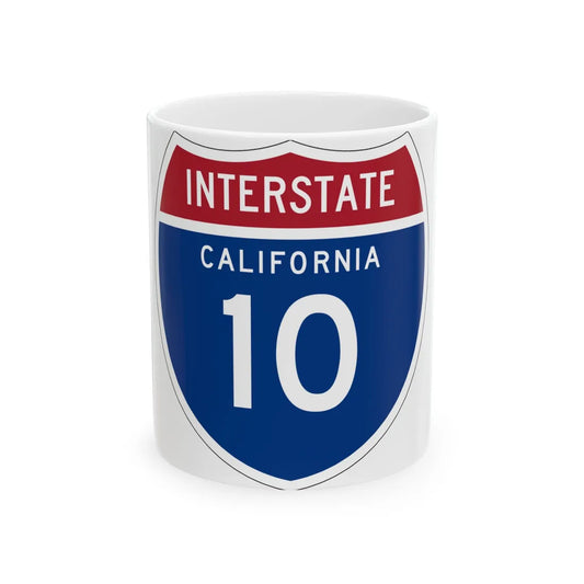 I-10 CA (California) (Road Sign) White Coffee Mug 11oz - Go Mug Yourself