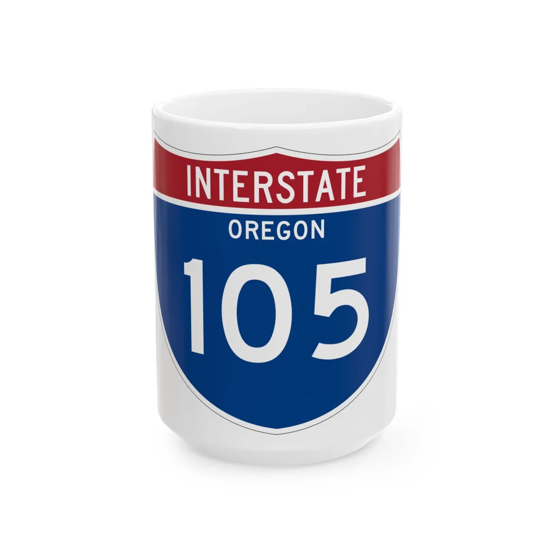 I-105 OR Metric (Oregon) (Road Sign) White Coffee Mug 15oz - Go Mug Yourself