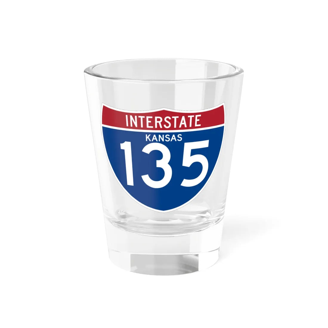 I-135 KS (Kansas) (Road Sign) Shot Glass 1.5oz 1.5oz - Go Mug Yourself