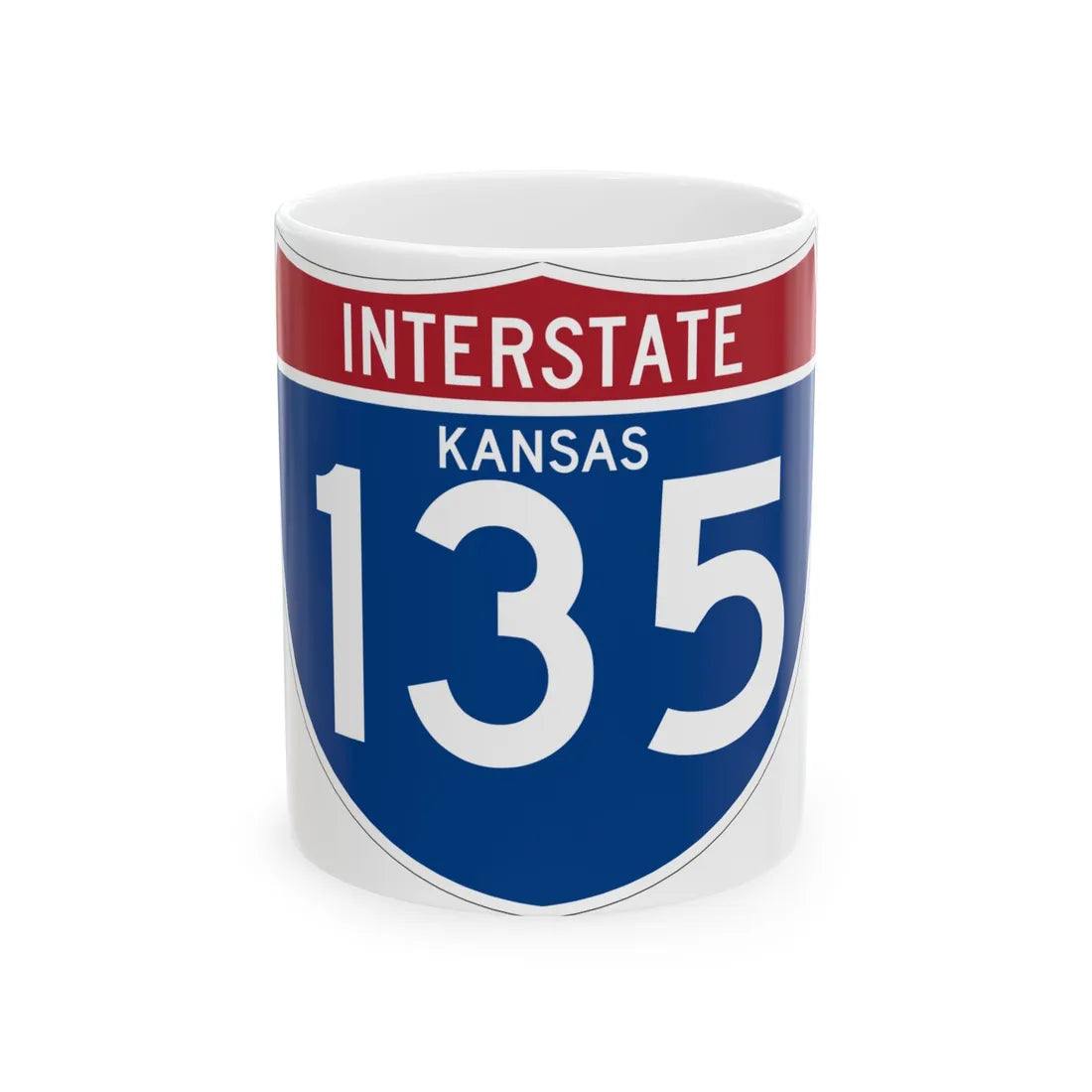 I-135 KS (Kansas) (Road Sign) White Coffee Mug 11oz - Go Mug Yourself