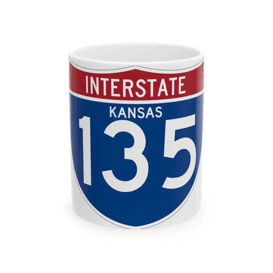 I-135 KS (Kansas) (Road Sign) White Coffee Mug 11oz - Go Mug Yourself
