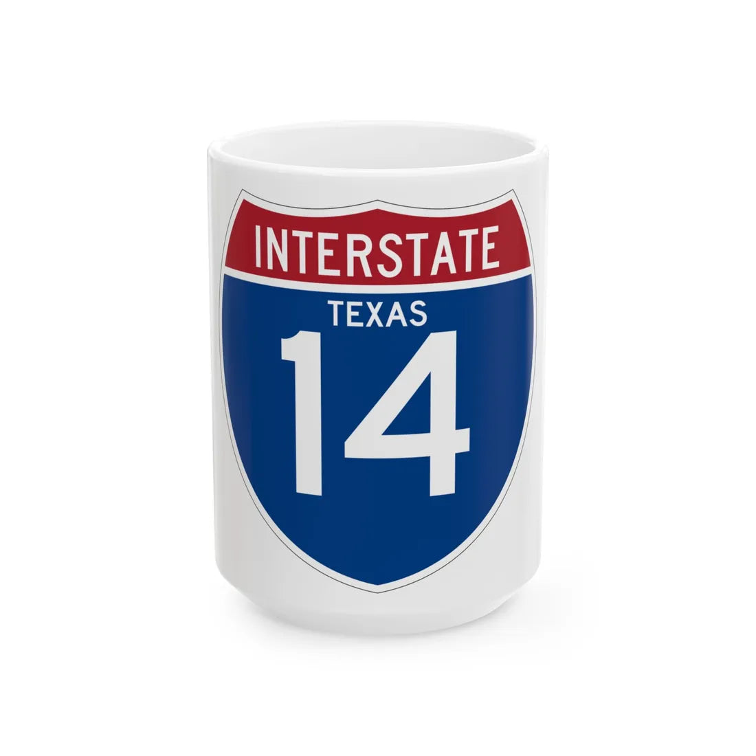 I-14 TX (Texas) (Road Sign) White Coffee Mug 15oz - Go Mug Yourself