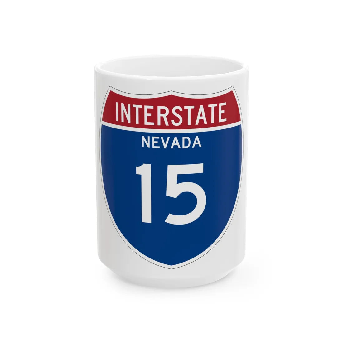 I-15 NV Metric (Nevada) (Road Sign) White Coffee Mug 15oz - Go Mug Yourself