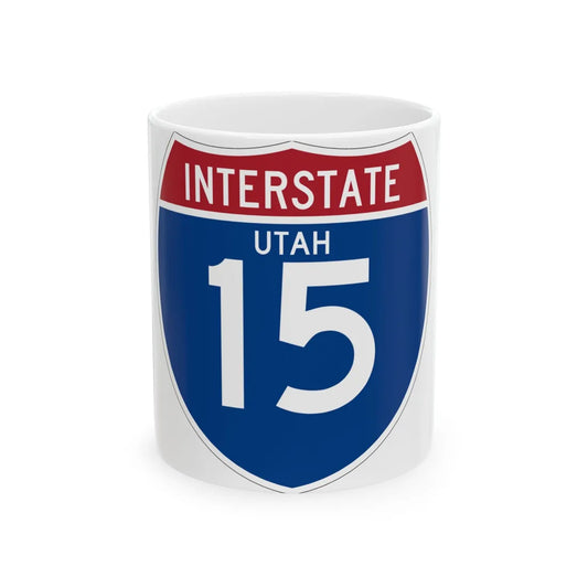 I-15 UT (Utah) (Road Sign) White Coffee Mug 11oz - Go Mug Yourself