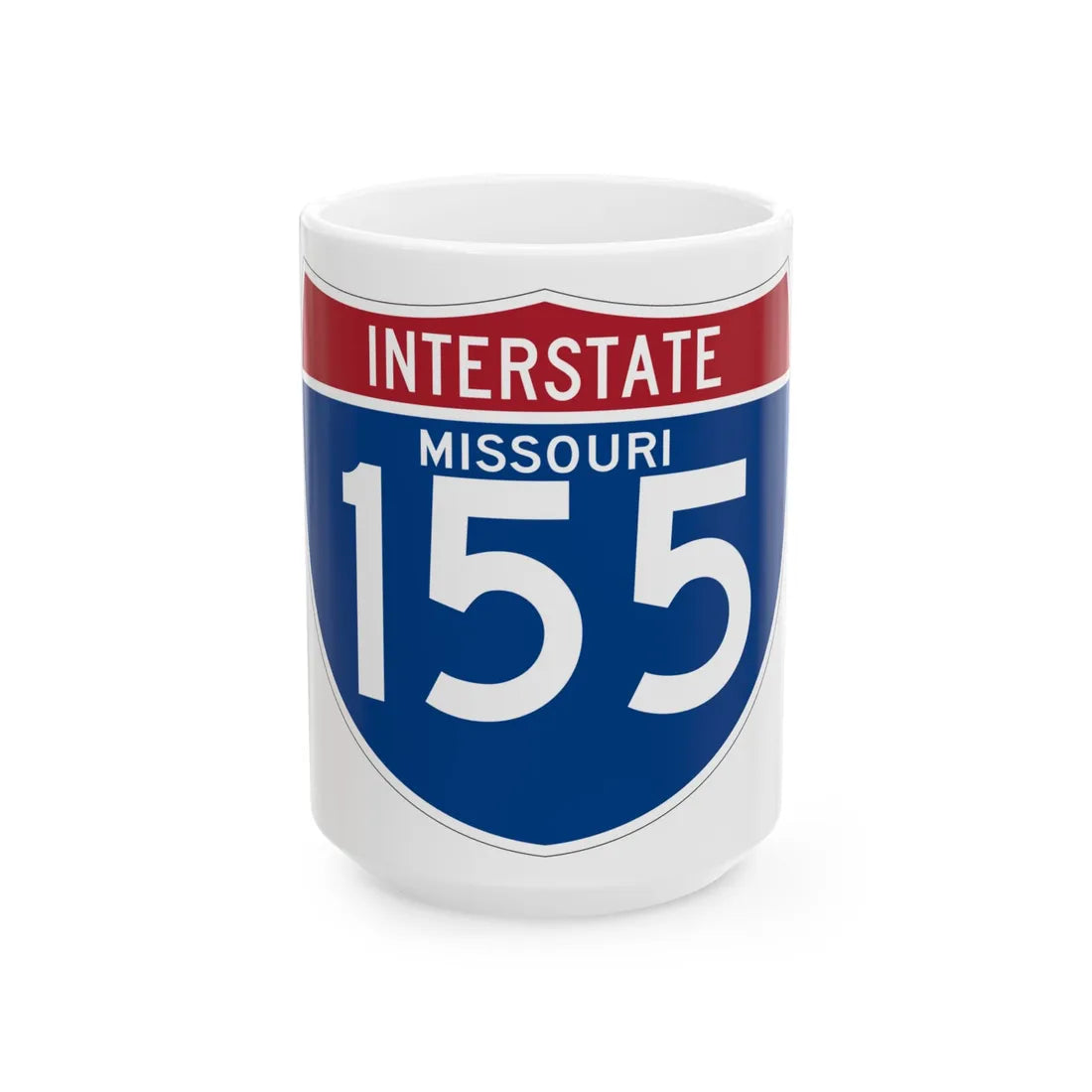 I-155 MO (Missouri) (Road Sign) White Coffee Mug 15oz - Go Mug Yourself