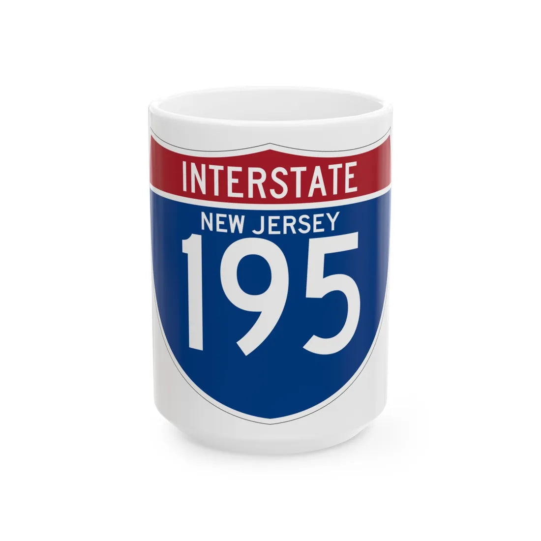 I-195 NJ (New Jersey) (Road Sign) White Coffee Mug 15oz - Go Mug Yourself