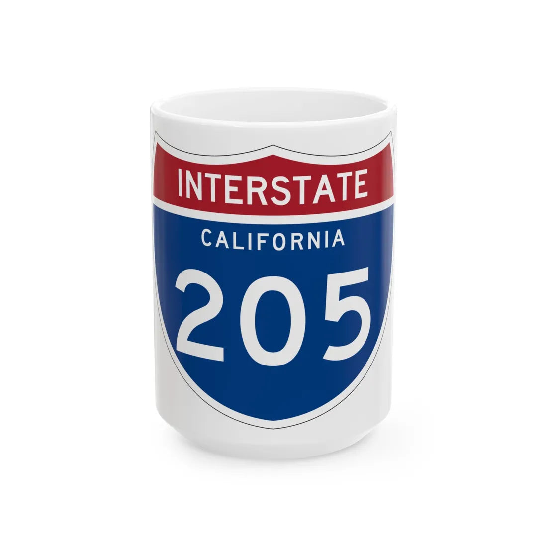 I-205 CA (California) (Road Sign) White Coffee Mug 15oz - Go Mug Yourself