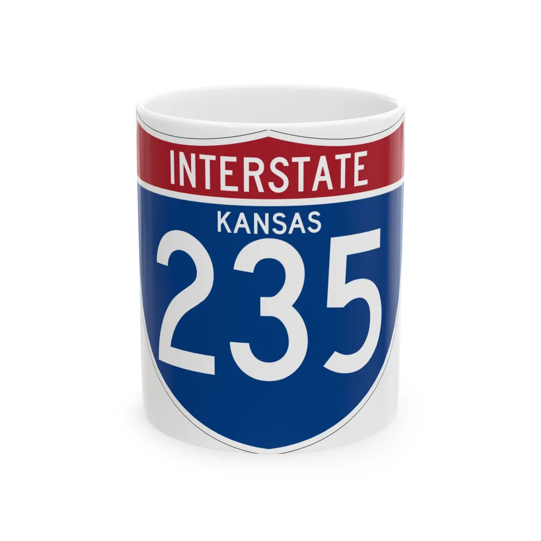 I-235 KS (Kansas) (Road Sign) White Coffee Mug 11oz - Go Mug Yourself