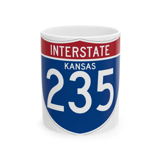 I-235 KS (Kansas) (Road Sign) White Coffee Mug 11oz - Go Mug Yourself