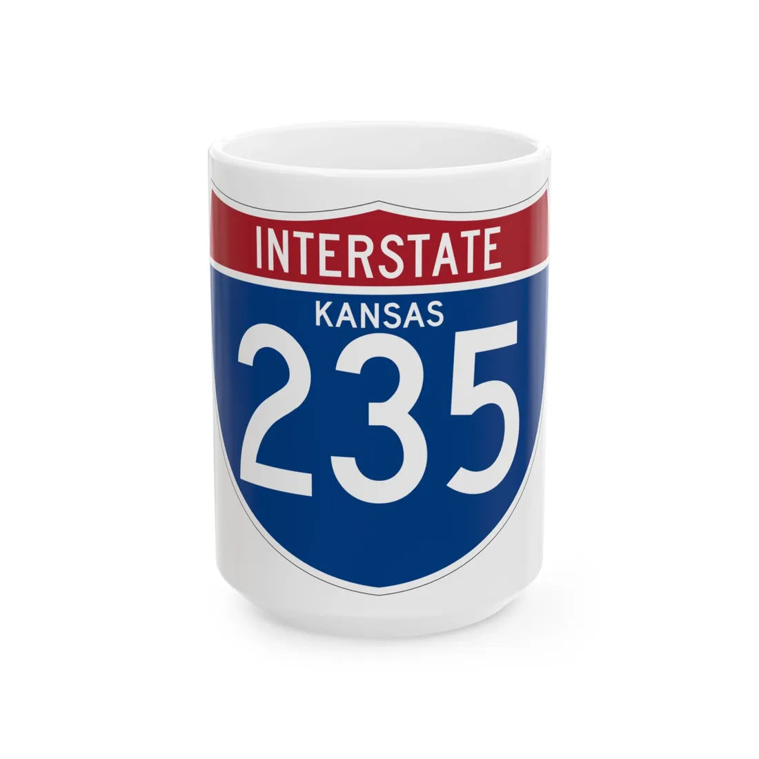 I-235 KS (Kansas) (Road Sign) White Coffee Mug 15oz - Go Mug Yourself