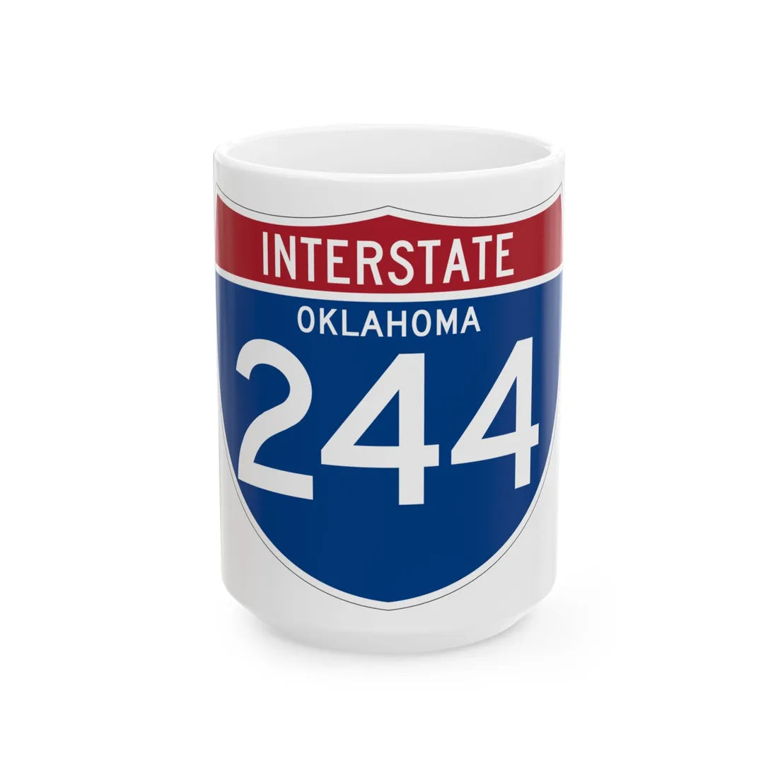 I-244 OK (Oklahoma) (Road Sign) White Coffee Mug 15oz - Go Mug Yourself