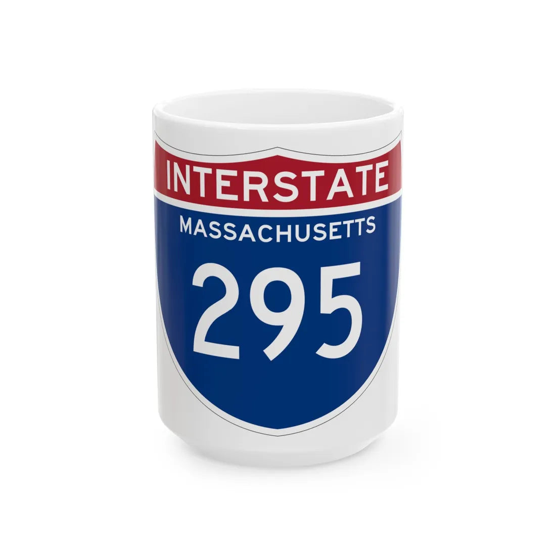 I-295 MA (Massachusetts) (Road Sign) White Coffee Mug 15oz - Go Mug Yourself