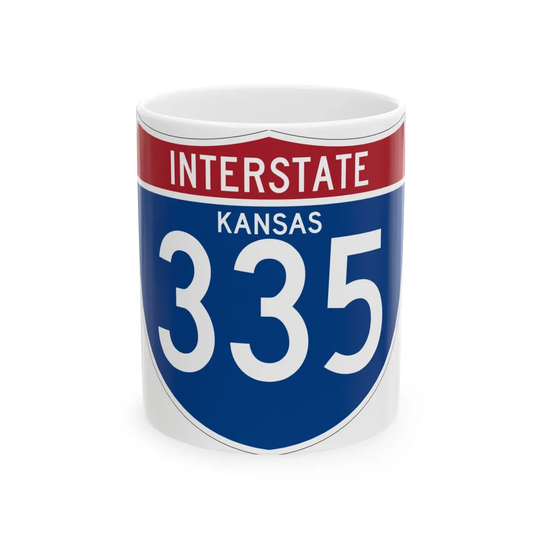 I-335 KS (Kansas) (Road Sign) White Coffee Mug 11oz - Go Mug Yourself