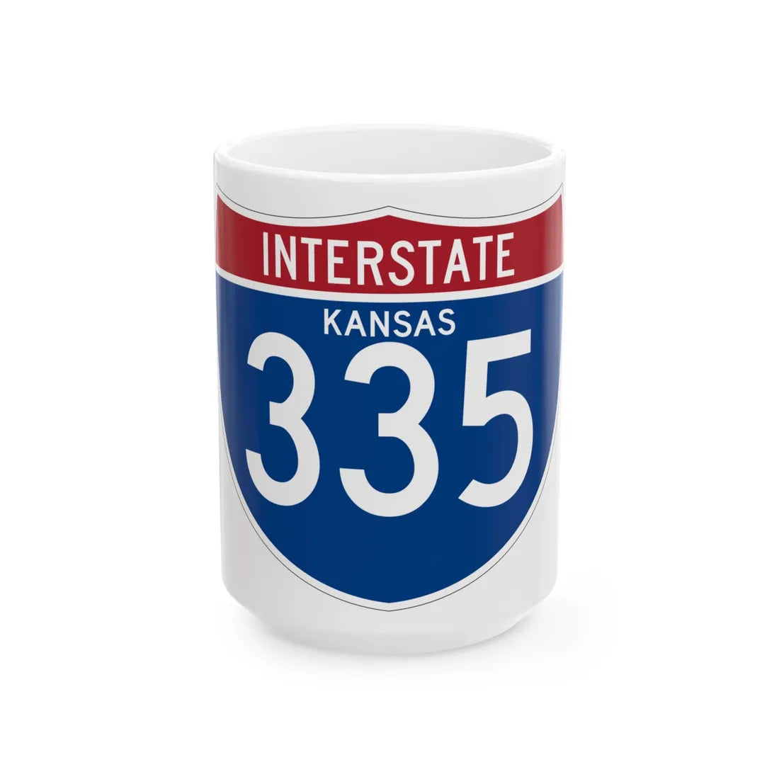 I-335 KS (Kansas) (Road Sign) White Coffee Mug 15oz - Go Mug Yourself