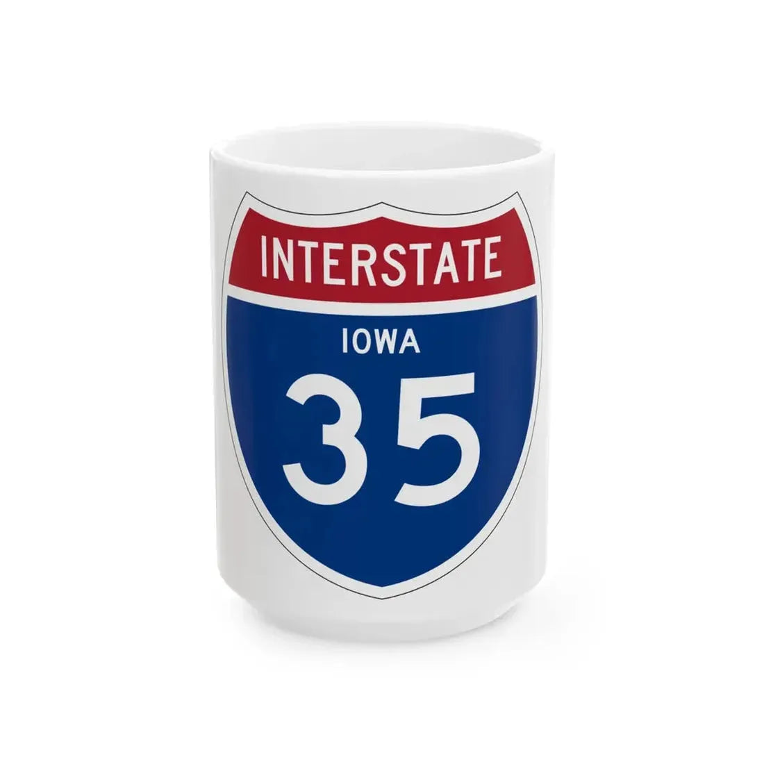 I-35 IA 1957 (Iowa) (Road Sign) White Coffee Mug 15oz - Go Mug Yourself