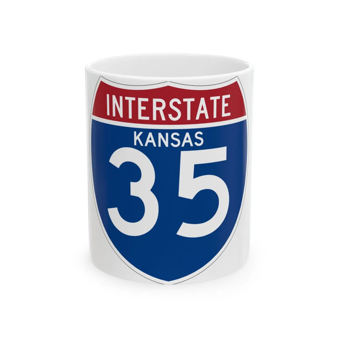 I-35 KS (Kansas) (Road Sign) White Coffee Mug 11oz - Go Mug Yourself