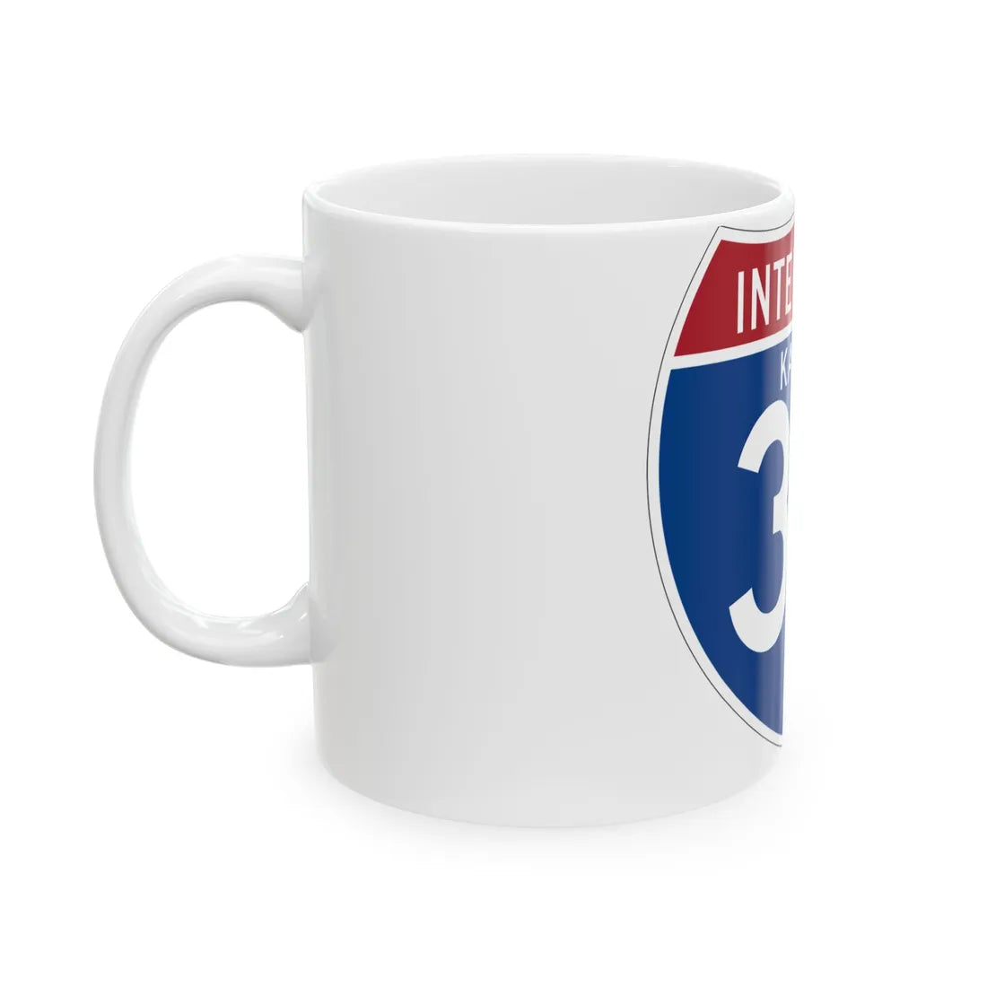 I-35 KS (Kansas) (Road Sign) White Coffee Mug - Go Mug Yourself