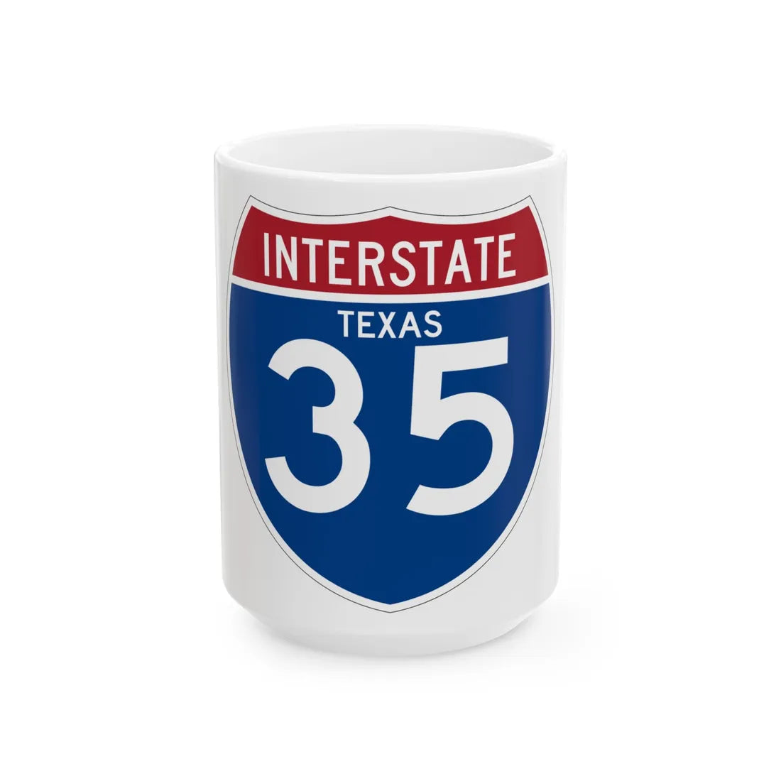 I-35 TX (Texas) (Road Sign) White Coffee Mug 15oz - Go Mug Yourself