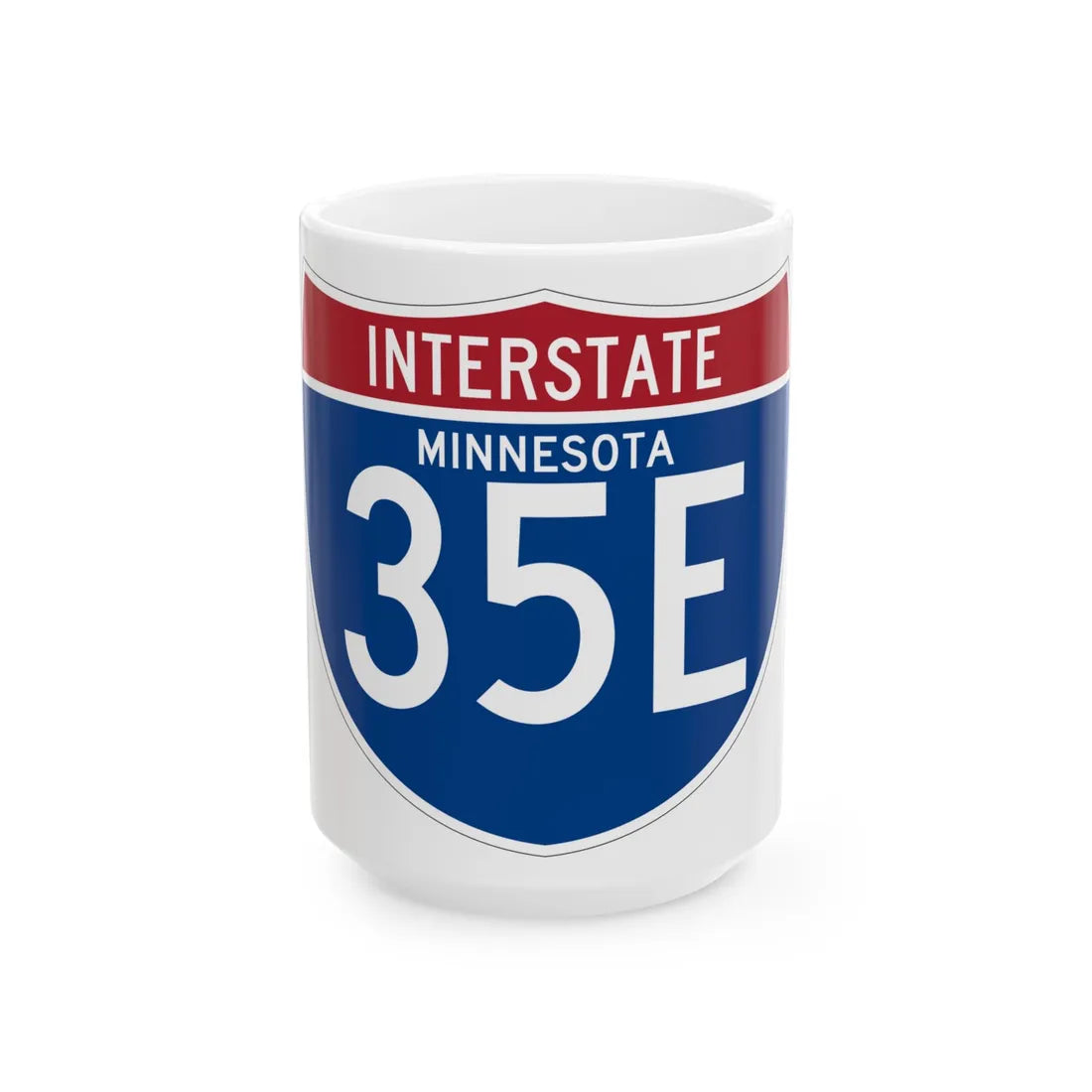 I-35E MN (Minnesota) (Road Sign) White Coffee Mug 15oz - Go Mug Yourself