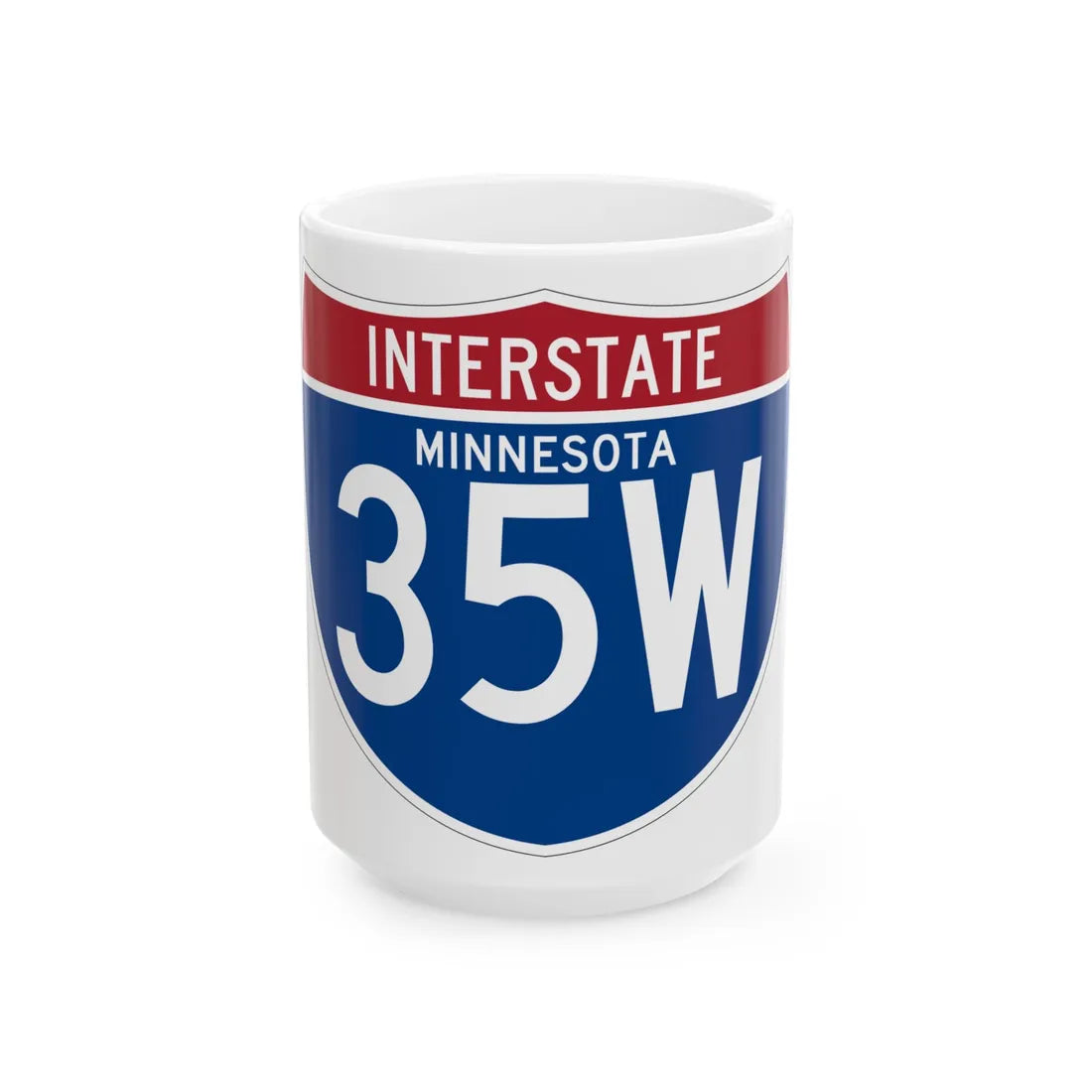 I-35W MN (Minnesota) (Road Sign) White Coffee Mug 15oz - Go Mug Yourself
