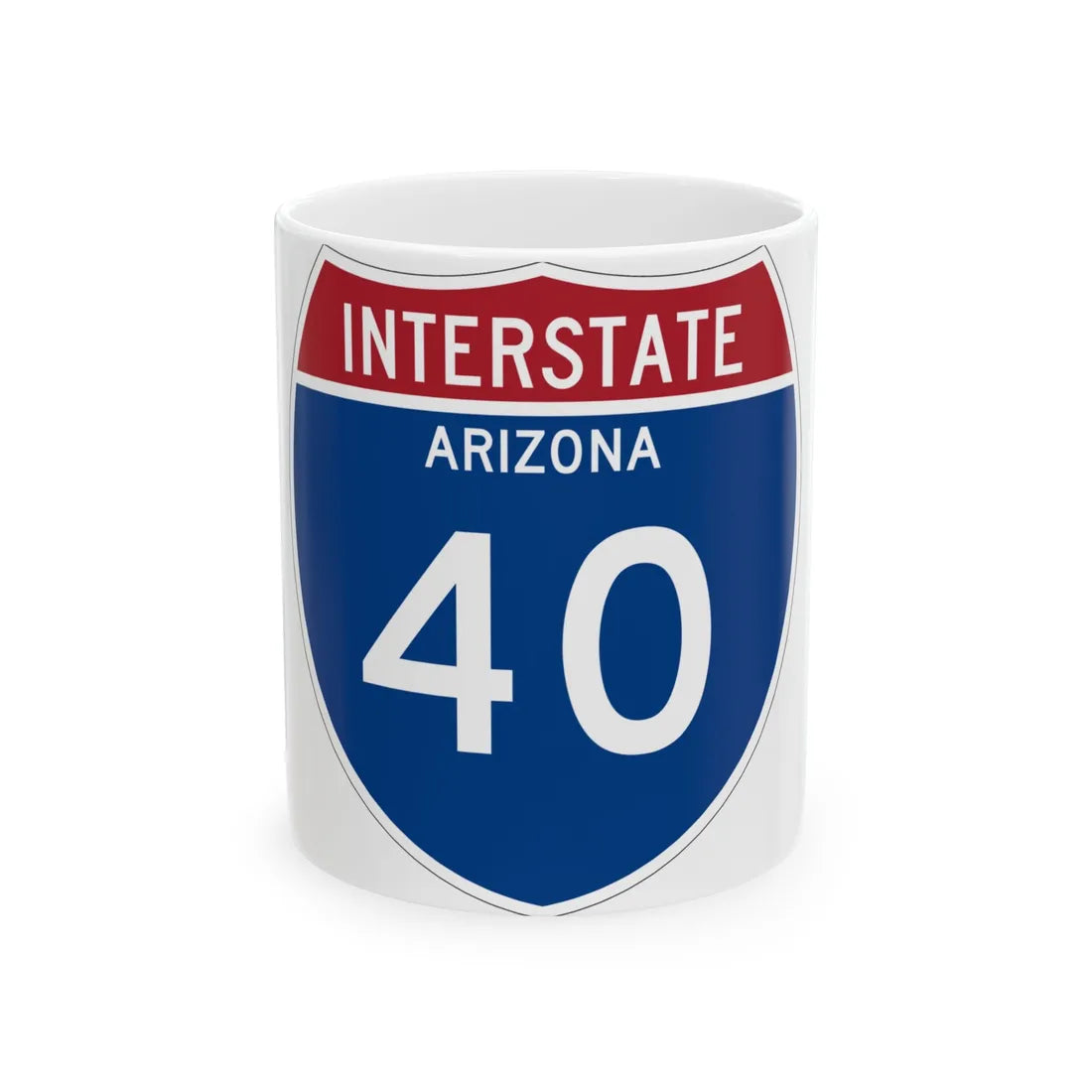 I-40 AZ Metric (Arizona) (Road Sign) White Coffee Mug 11oz - Go Mug Yourself