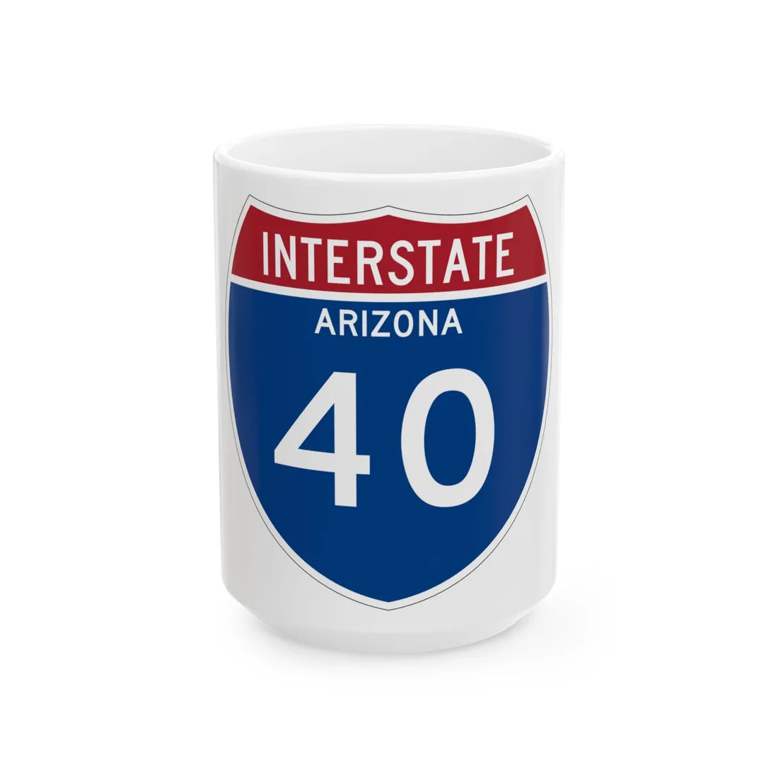 I-40 AZ Metric (Arizona) (Road Sign) White Coffee Mug 15oz - Go Mug Yourself
