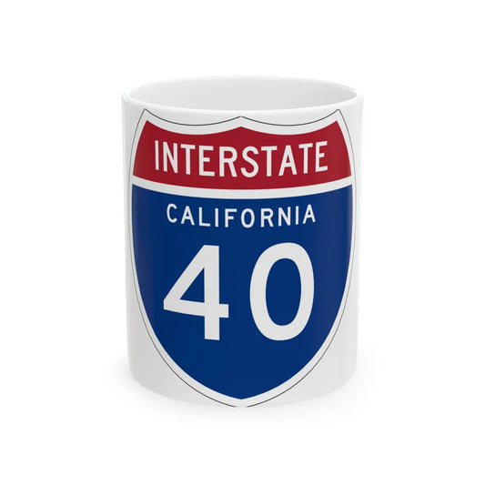 I-40 CA (California) (Road Sign) White Coffee Mug 11oz - Go Mug Yourself